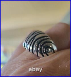 MINT! Retired James Avery Dome Ring withGeometric Lines Silver, Beautiful! RARE! 8