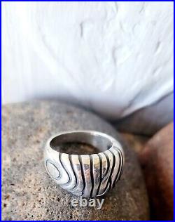 MINT! Retired James Avery Dome Ring withGeometric Lines Silver, Beautiful! RARE! 8