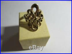 Magnificent Mib Rare James Avery Solid 14k Yg Large Scroll Ring-9 Grams-size 7.5