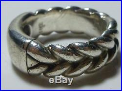 Mens James Avery Sterling Silver Cable Knot Weave Signet Initial Crest Ring Band