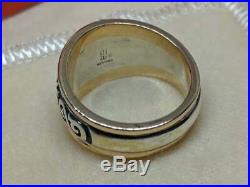 NEW James Avery 9.25 Sterling Silver 14k Gold Scrolled Fleur-De-Lis Ring Box Bag