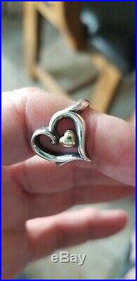 Pretty James avery sterling Silver 925 14K Dot heart ring size 6