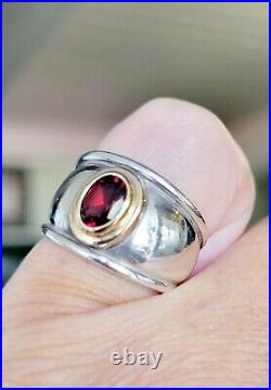 RARE Garnet James Avery Ring with 14kt Gold Sterling Silver Band PRETTY! +JA Box