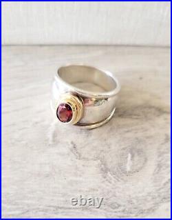 RARE Garnet James Avery Ring with 14kt Gold Sterling Silver Band PRETTY! +JA Box