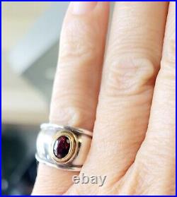 RARE Garnet James Avery Ring with 14kt Gold Sterling Silver Band PRETTY! +JA Box