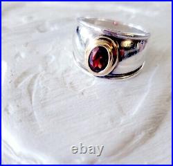 RARE Garnet James Avery Ring with 14kt Gold Sterling Silver Band PRETTY! +JA Box