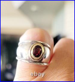 RARE Garnet James Avery Ring with 14kt Gold Sterling Silver Band PRETTY! +JA Box