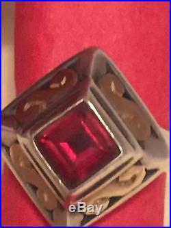 RARE James Avery Garnet Ring 14 KT Gold S Silver SZ 3.5