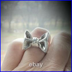 RARE James Avery LARGE Bow Ring Retired +JA Box and Pouch! Sz 8