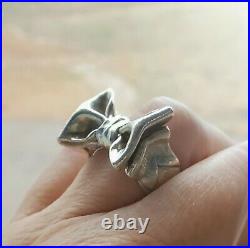 RARE James Avery LARGE Bow Ring Retired +JA Box and Pouch! Sz 8