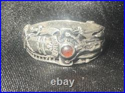 RARE James Avery Martin Luther Wedding Ring with Garnet Sterling Silver Sz 9