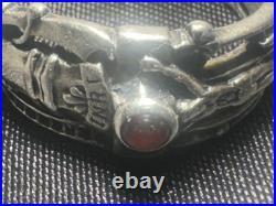 RARE James Avery Martin Luther Wedding Ring with Garnet Sterling Silver Sz 9