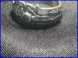 RARE James Avery Martin Luther Wedding Ring with Garnet Sterling Silver Sz 9