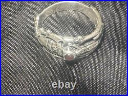 RARE James Avery Martin Luther Wedding Ring with Garnet Sterling Silver Sz 9