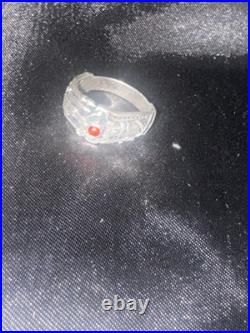 RARE James Avery Martin Luther Wedding Ring with Garnet Sterling Silver Sz 9