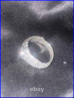 RARE James Avery Martin Luther Wedding Ring with Garnet Sterling Silver Sz 9