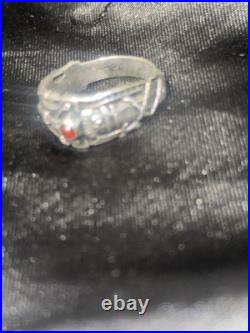 RARE James Avery Martin Luther Wedding Ring with Garnet Sterling Silver Sz 9
