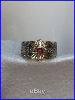 RARE James Avery Sterling Silver 14K Gold Garnet Flower Ring LDS SZ 4.5