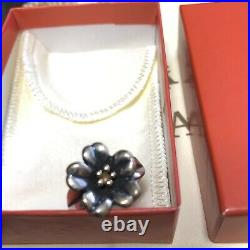 RARE James Avery Sterling Silver Flower Petal Ring and 14K Gold Center Size 7.5