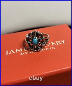 RARE James Avery Turquoise Flower Ring 925 Sterling Silver RETIRED