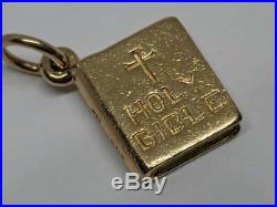 RARE RETIRED James Avery 14k Yellow Gold Holy Bible Charm Uncut Ring FREE SHIP