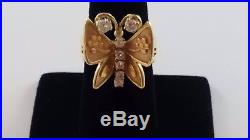 RARE RETIRED James Avery 14k Yellow Gold Mariposa Butterfly Diamond Ring Sz 7.25
