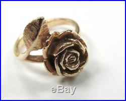 RARE RETIRED James Avery 14k Yellow Gold Rose Ring Size 3.75 JA107