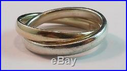 RARE RETIRED James Avery Sterling Silver & 14k Gold 2 Band Rolling Ring Sz 6.5