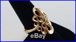 RARE RETIRED James Avery Tall Swirl Wavy Ribbon Ring 14k Yellow Gold Sz 7.5