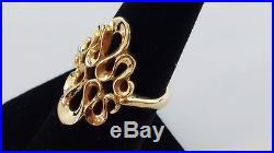 RARE RETIRED James Avery Tall Swirl Wavy Ribbon Ring 14k Yellow Gold Sz 7.5