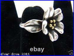 RARE Retired James Avery 3-D Flower Petal Ring 14kt/. 925 with Orig. JA Box