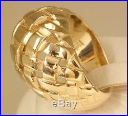 RARE Retired James Avery Sterling 14K Gold Basket Weave Dome Ring Size 8