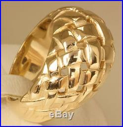 RARE Retired James Avery Sterling 14K Gold Basket Weave Dome Ring Size 8