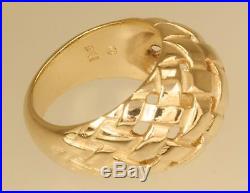 RARE Retired James Avery Sterling 14K Gold Basket Weave Dome Ring Size 8