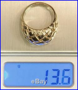 RARE Retired James Avery Sterling 14K Gold Basket Weave Dome Ring Size 8