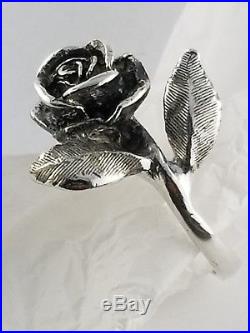 RARE Retired James Avery Sterling Silver Large 3 dimensional Rose Ring- Sz. 7