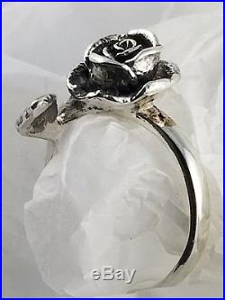 RARE Retired James Avery Sterling Silver Large 3 dimensional Rose Ring- Sz. 7