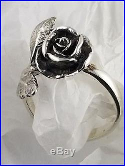 RARE Retired James Avery Sterling Silver Large 3 dimensional Rose Ring- Sz. 7