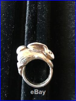 RARE Retired James Avery Sterling Silver Rabbit 3D New Ring Size 6