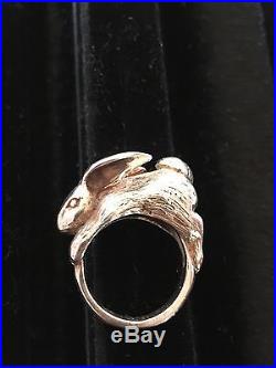 RARE Retired James Avery Sterling Silver Rabbit 3D New Ring Size 6