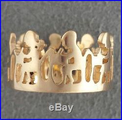 RETIRED 14K GOLD James Avery SCHOOL CHILDREN AT DESK CONTINUOUS RING Sz 6.5 band