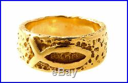 Retired James Avery 14k Textured Raised Icthus Ring Band Size 8