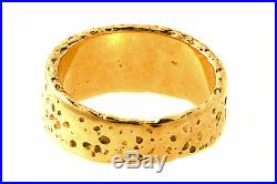 Retired James Avery 14k Textured Raised Icthus Ring Band Size 8