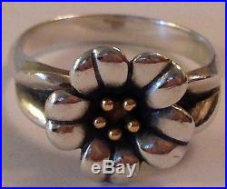 RETIRED JAMES AVERY APRIL FLOWER RING 18k GOLD Silver Sz 7 EUC with JA BoX