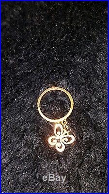 Retired James Avery Butterfly Dangle Pinkie Ring. Gold