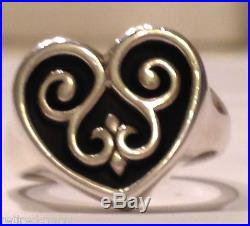 RETIRED JAMES AVERY SCROLLED FRENCH HEART RING 5¼ STERLING SILVER BoX Charm