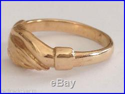 RETIRED JAMES AVERY SHAKING HANDS FRIENDSHIP RING GOLD SZ 7 with JA BOX Rare