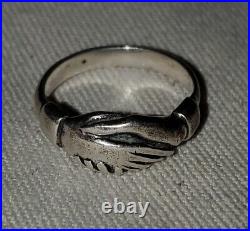 RETIRED JAMES AVERY STERLING SILVER CLASPED HANDS ENGAGEMENT RING SIZE 6.5 vafo