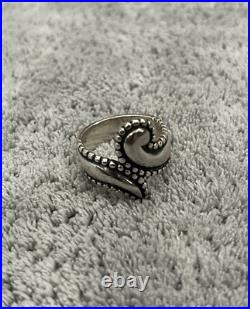 RETIRED JAMES AVERY Sterling Silver Sz 7 Beaded Paisley Swirl Ring 9.9g 45538K