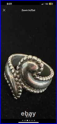 RETIRED JAMES AVERY Sterling Silver Sz 7 Beaded Paisley Swirl Ring 9.9g 45538K
